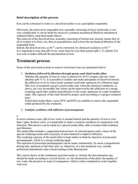 Iron Removal Process Pdf Filtration Manganese