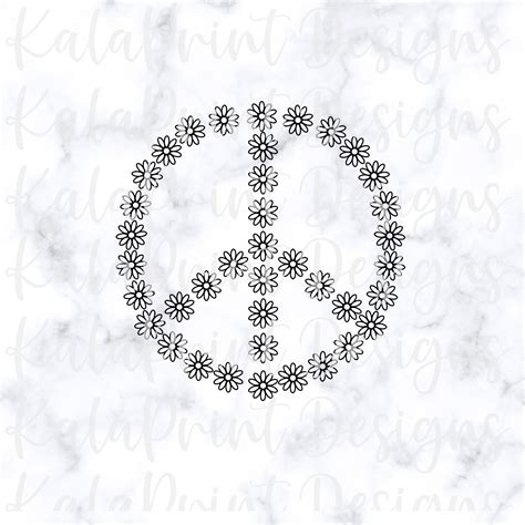 Peace Sign Svg Daisy Flower Svg Floral Svg Hippie Svg Png File Etsy