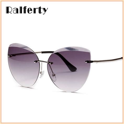 Ralferty Cat Eye Rimless Sunglasses