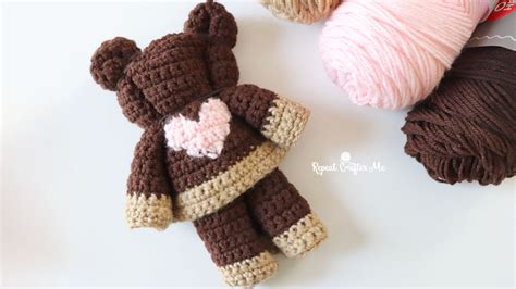 Crochet Teddy Bear Folded Lovey Blanket Repeat Crafter Me