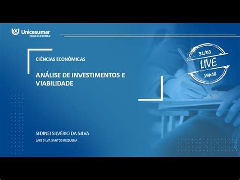 Econ Aula Live An Lise De Investimentos E Viabilidade Youtube