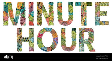 words minute hour vector decorative zentangle object  decoration