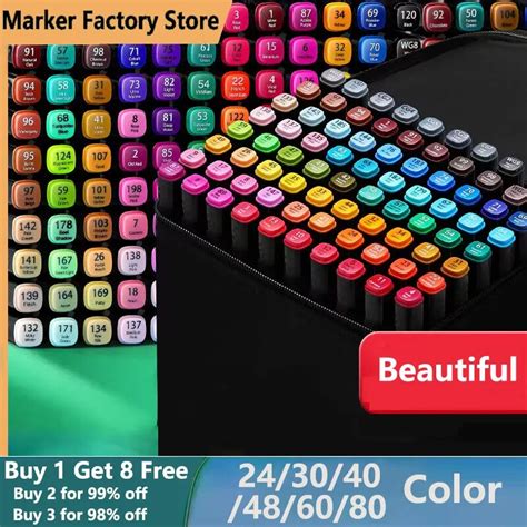 24 30 36 40 60 80 120 168 204 262 Color Art Markers Set Dual Headed