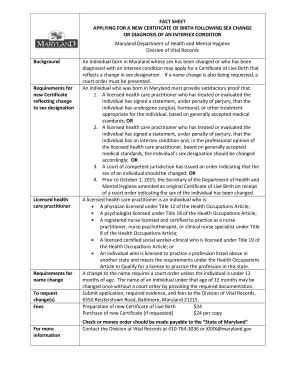 Fillable Online Dhmh State Md FACT SHEET APPLYING FOR A NEW CERTIFICATE