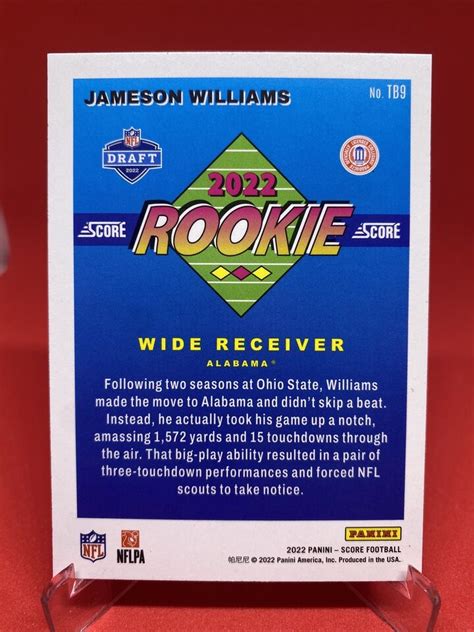 Panini Score Jameson Williams Rc Throwback Rookie Alabama Lions