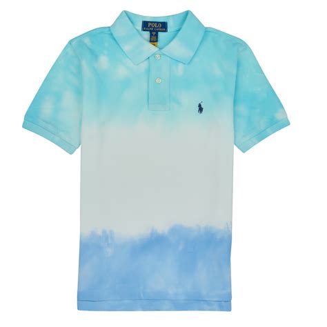 Polo Ralph Lauren Ss Cn M Knit Shirts Polo Shirt Niebieski Tie Dye