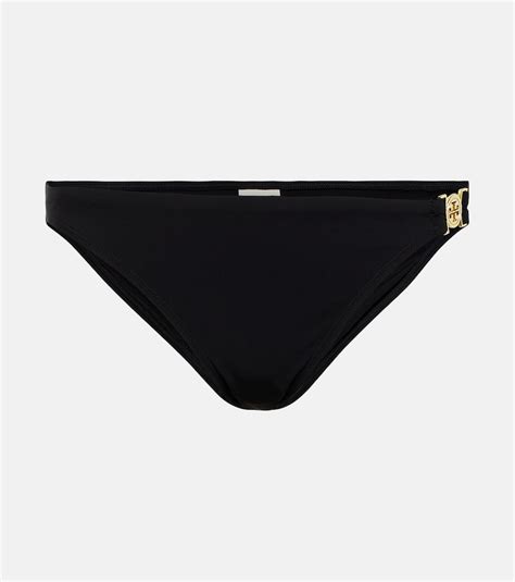 Tory Burch Miller Low Rise Bikini Bottoms In Black Modesens