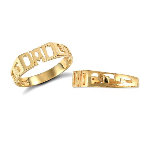 Mens Solid 9ct Yellow Gold Curb Link Sides Dad Ring