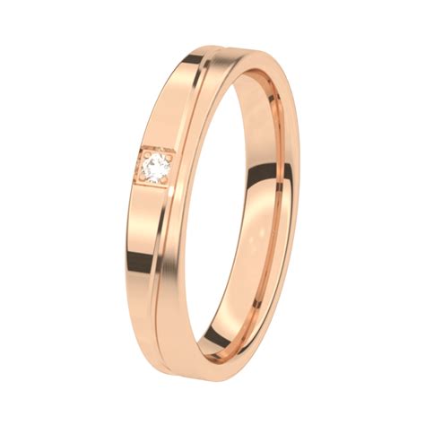 9K Rose Trouwring Met Diamant 3 5mm Lobelia Lucardi BE