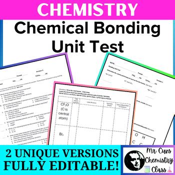 Chemistry Physical Science Chemical Bonding Unit Test Versions