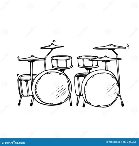 Doodle Drum Coloring Page Cartoon Vector Cartoondealer