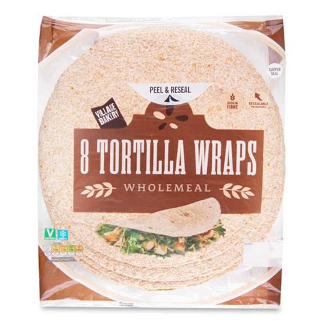 Wholemeal Tortilla Wraps 8x62g Village Bakery Aldi Ie