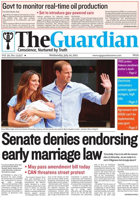 Newspaper The Guardian Nigeria Newspapers In Nigeria Wednesdays