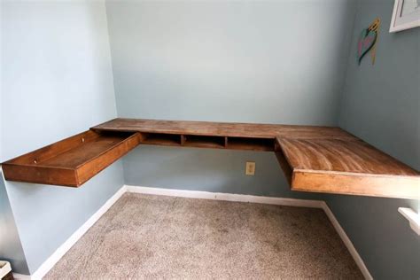 Diy Built In U Shaped Desk Floating Corner Desk Diy Desk Floating Desk