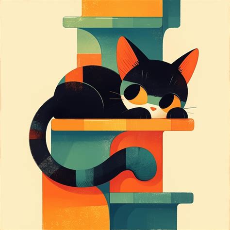 American Shorthair Cat Climbing On Furniture Premium AI Generated Vector