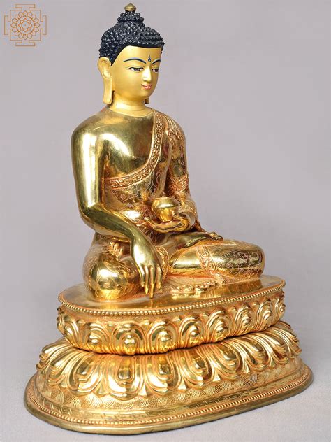 12 Shakyamuni Buddha Gilded Copper Figurine Statue From Nepal