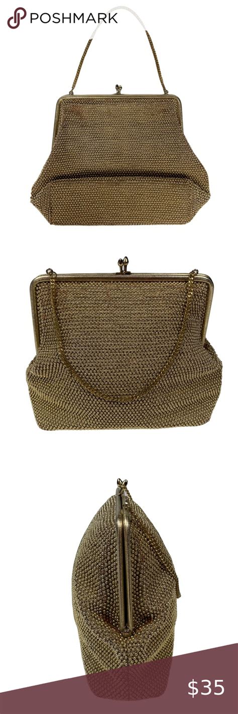 Lumured Vintage Golden Petite Fully Beaded Handbag With Chain Strap