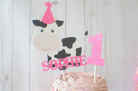 Cow Cake Topper Barnyard Cake Topper Farm Cake Topper Animal Cake