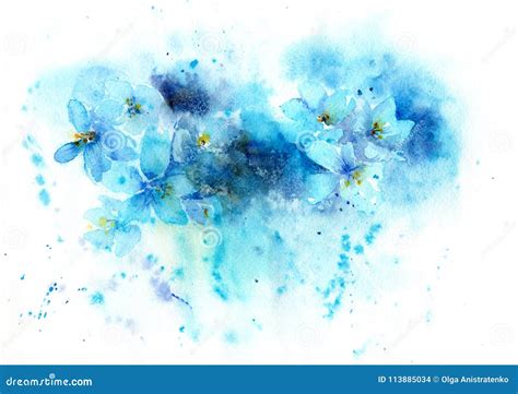 Fondo De La Acuarela De Flores Azules Stock De Ilustraci N