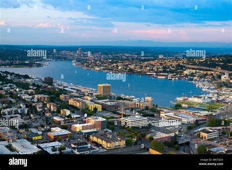 Lake Union And Cascade District Seattle Washington State Usa Stock