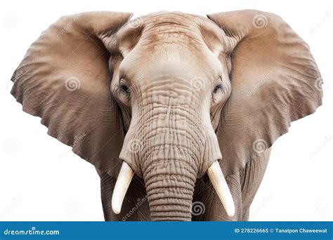 Close Up Face Of Elephant Isolated On White Background Animal Wildlife