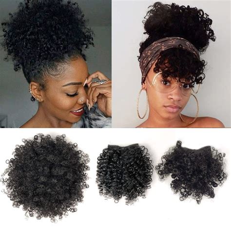 Buy Afro Puff Drawstring Ponytail With Bangs For Black Women Afro High