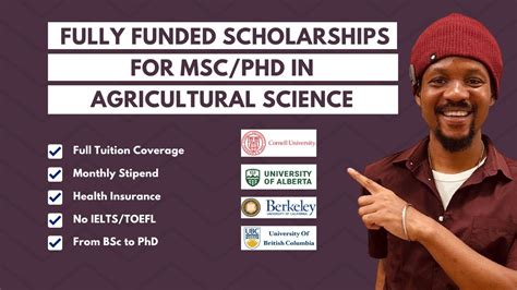 Fully Funded Scholarships For Msc Phd In Agricultural Science Youtube