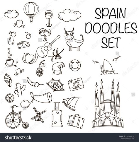 Spain Doodle Vector Illustration Collage Set