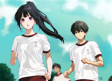 Black Hair Chitanda Eru Clouds Green Eyes Gym Uniform Hyouka Long Hair Male Mery Apfl0515