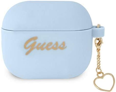 Akcesoria Audio Guess Silicone Script Logo Heart Charm Blue Etui