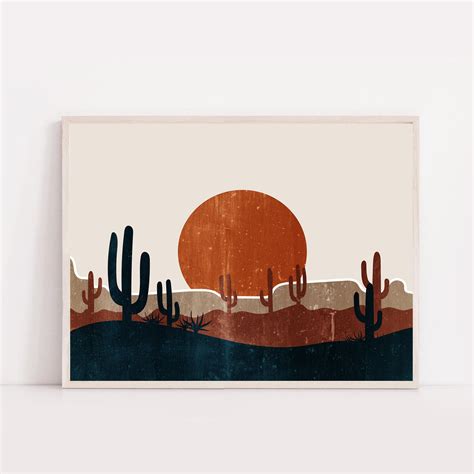 Terracotta Desert Print Printable Mid Century Modern Wall Art Minimal