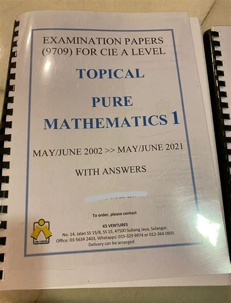 Cambridge A Level As Pure Mathematics Topical Pyq 9709 Hobbies And Toys Books And Magazines