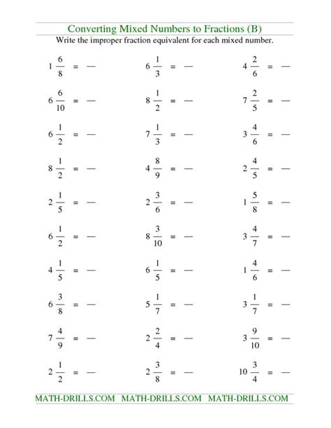 Converting Proper Fractions To Improper Fractions Worksheet Printable And Enjoyable Learning