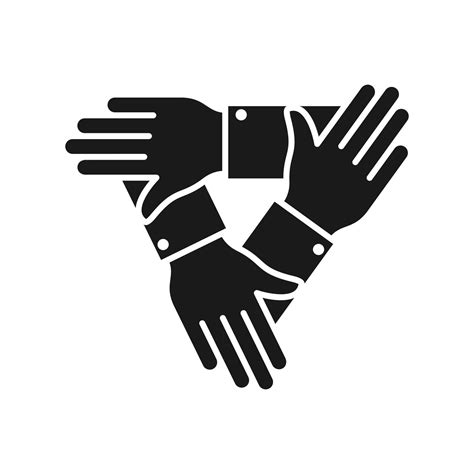 Three Hand Vector Icon Teamwork Symbol Simple Flat Design For Web Or