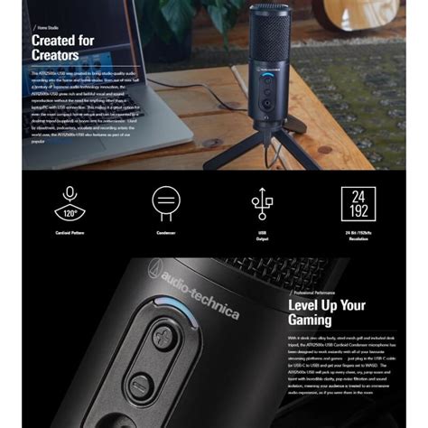 Audio-Technica ATR2500x-USB Cardioid Condenser USB Microphone with Boom Arm