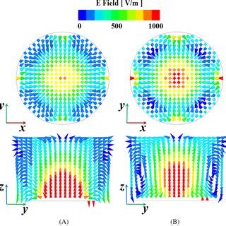 Top View And Crosssectional View Of Electric Field Distributions On