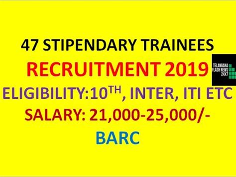 Stipendary Trainees At Barc Th Inter Iti Etc Qualifications