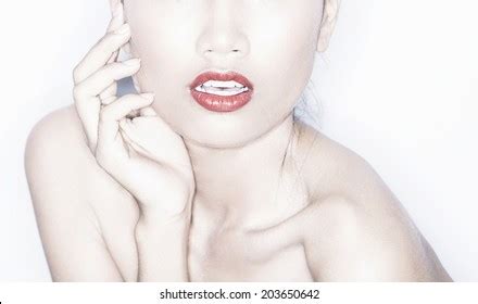Detail Nude Fashion Model Portrait Studio Stock Photo