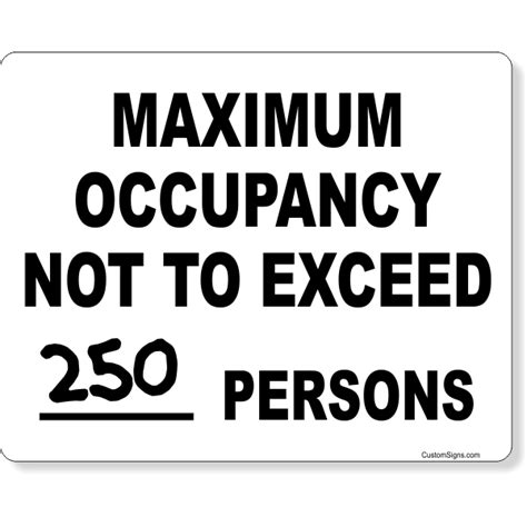 8 X 10 Maximum Occupancy Not To Exceed Write On Sign