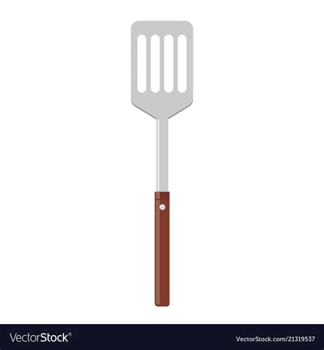 Metal Steel Live Fire Spatula With Wood Handle Vector Image