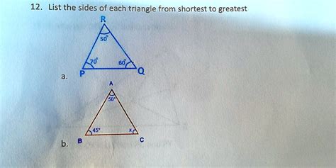 Solved List The Sides Of Each Triangle From Shortest To Greatest