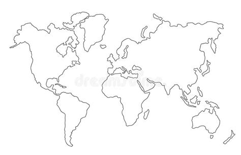 Línea Simple Del Mapa Del Mundo Mapa Plano Del Mundo Globo De Silueta