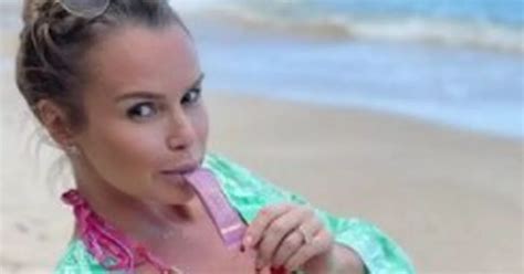 Amanda Holden Slips Into Barbie Pink Bikini As Shirt Falls Open On Beach Daily Star