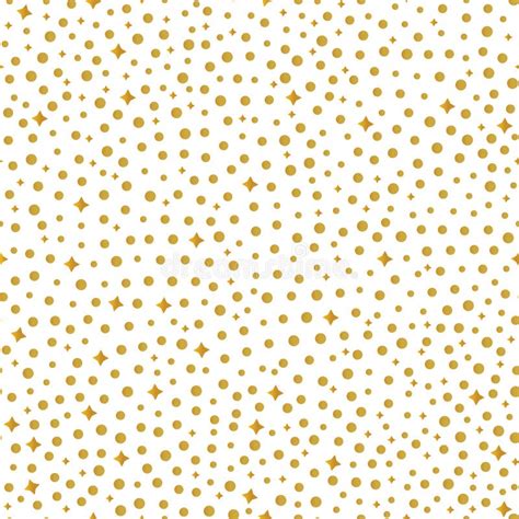 Gold Foil Glitter Polkadot And Black Stars Seamless Pattern Stock