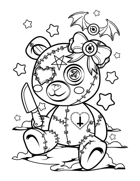 Emo Teddy Bear Coloring Pages