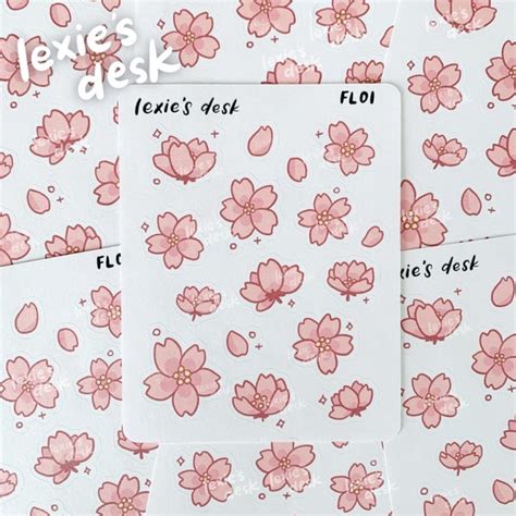 Sakura Cherry Blossom Sticker Sheet Cute And Kawaii Deco Etsy