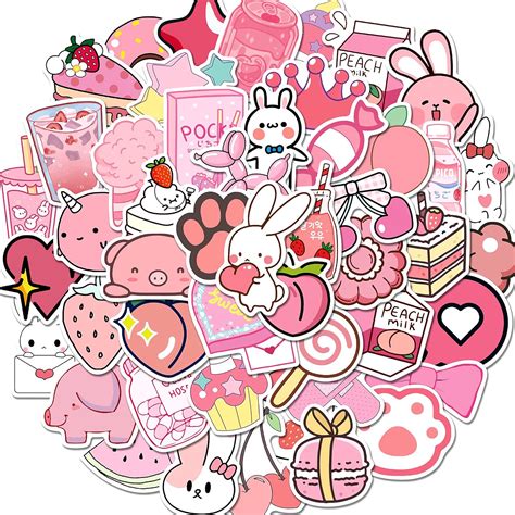 Buy Cute Kawaii Stickers for Water Bottles,50PCS Vinyl Waterproof Aesthetic Sticker,Cool ...