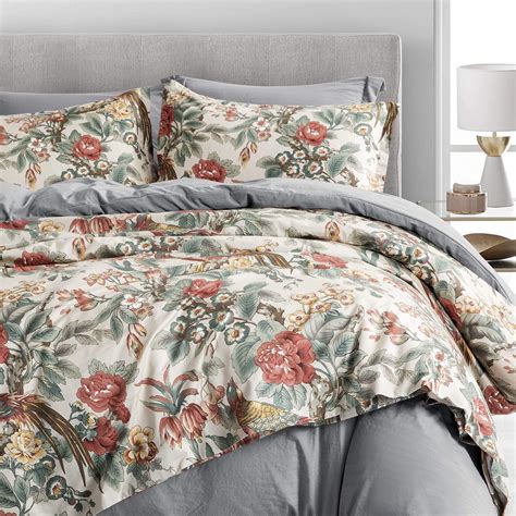 Eikei Botanical Garden Duvet Cover Washed Brushed 100 Percent Cotton Bedding Set