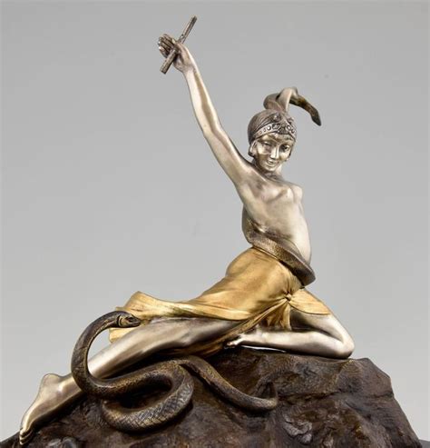 Art Deco Bronze Female Snake Charmer Nude Dancer By Th Somme At Stdibs