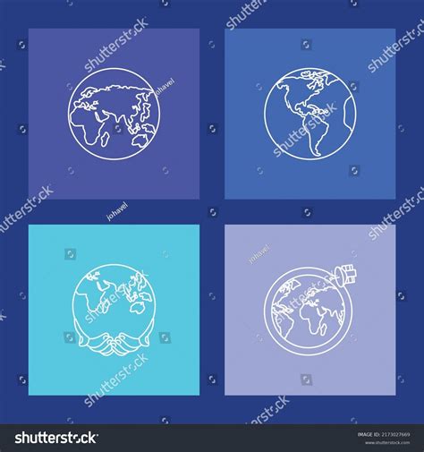 Icons World Map Linear Style Stock Vector Royalty Free 2173027669